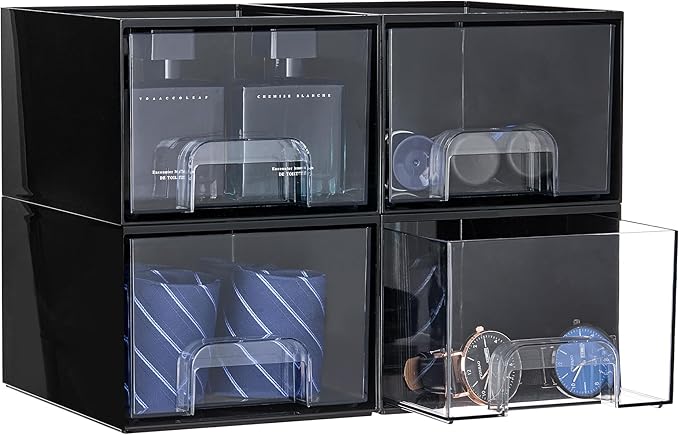 Vtopmart Black Small Stackable Storage Drawers, Cologne Organizer by Vtopmart