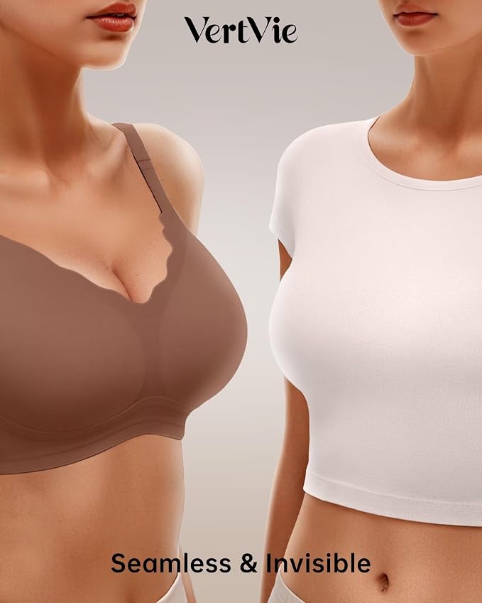 Vertvie Womens Seamless Bras No Underwire Supportive Wireless Push Up Full - Image 4