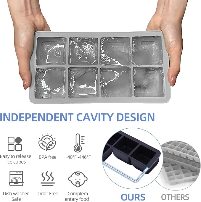 2 Pack Silicone 2 Inch Large Ice Cube Molds - Image 2