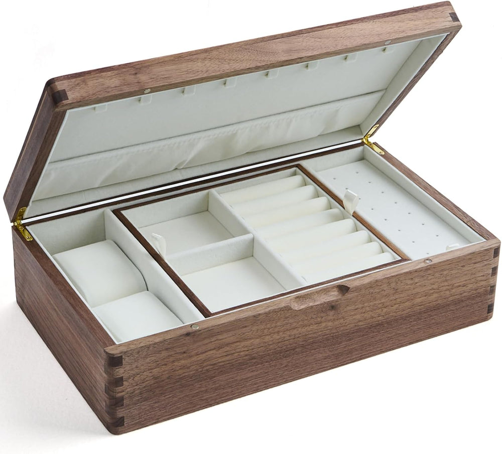Beexchange Black Walnut Wooden Jewelry Box - Allwood, Handcrafted, Classic Je...