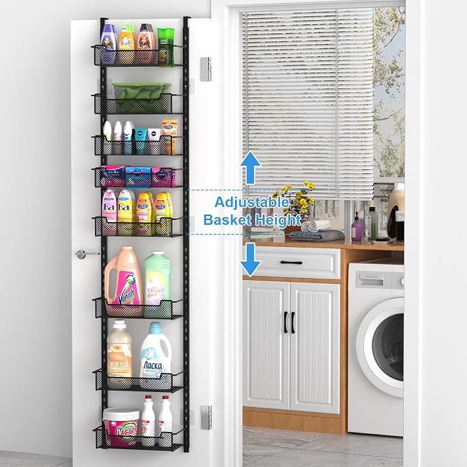 12.3" W Narrow Over the Door Pantry Organizer, 8-Tier Over the Door Organizer - Image 2