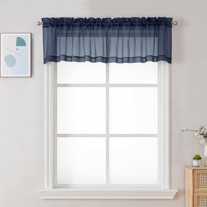 Chyhomenyc Sheer Valances for Windows 2 Pack, Small Window Curtains for Living by Chyhomenyc