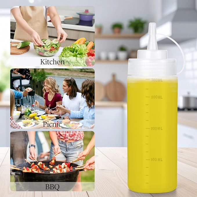 Condiment Squeeze Bottles Ketchup Dispenser, 4 Pack 12oz Squeeze Bottles - Image 6