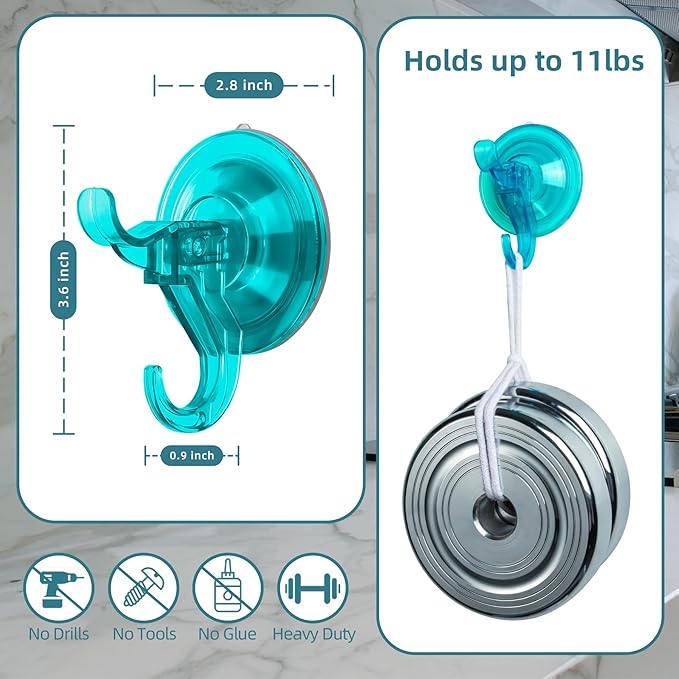 Antimbee Suction Cup Hooks, 10 Pack Clear Shower Suction Hooks, Heavy Duty - Image 3