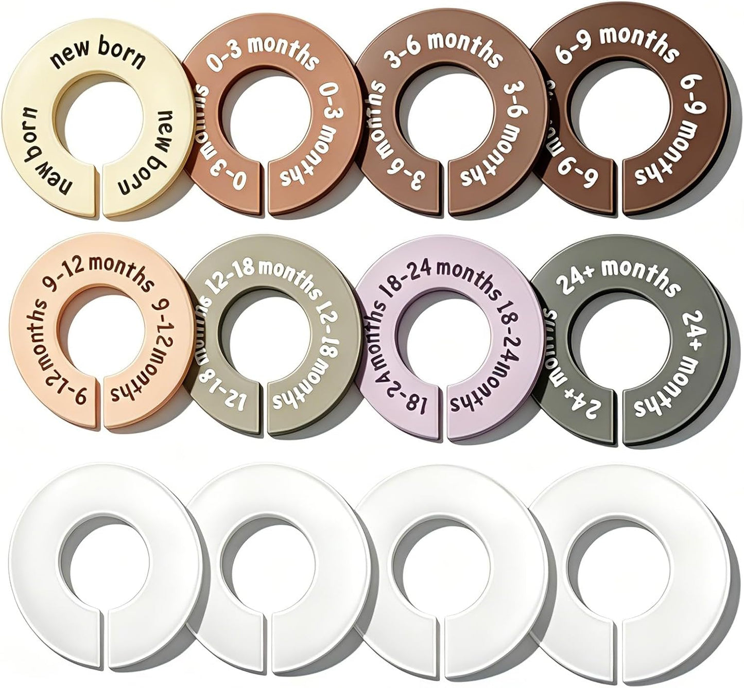 12 Pcs Baby Closet Dividers, Double-Sided Baby Size Closet Dividers | Nursery Organizer for Baby Clothes 0-24 Months, Durable Clothing Size Rack Dividers with 4 Blank for DIY, Fits Most Rods