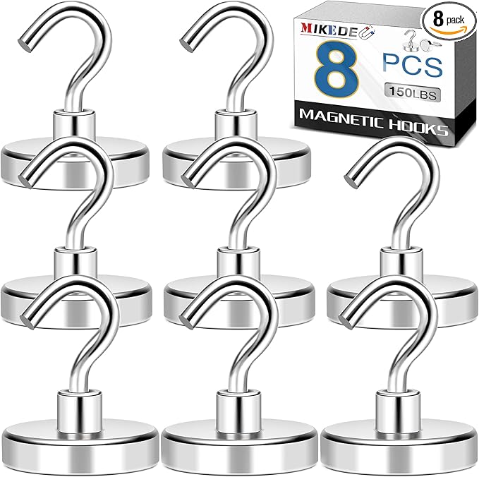 MIKEDE Magnetic Hooks Heavy Duty, 150LB+ Strong Neodymium Magnets by MIKEDE