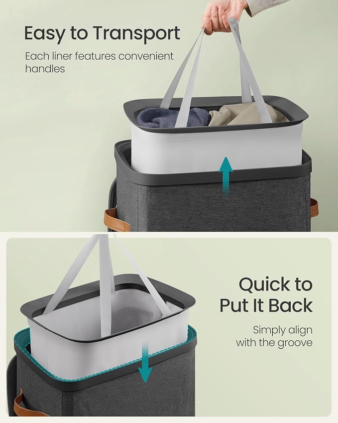 SONGMICS Laundry Basket, 26.4 Gal. Laundry Hamper, Easy Assembly, - Image 5