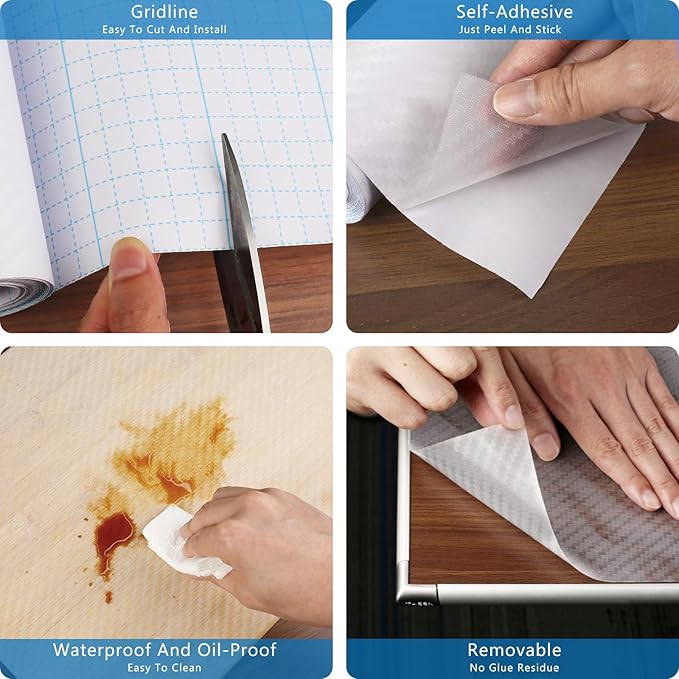 Self-Adhesive Shelf Liner Kitchen Liner, Waterproof Backed Paper Easy Peel and - Image 5