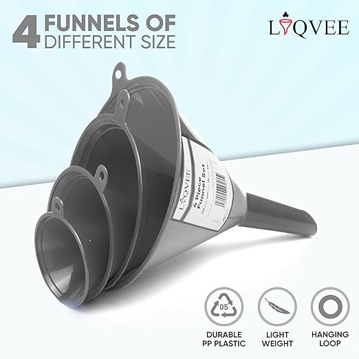 Funnel Gray in 4 Different Sizes Durable & Non-Toxic Food Grade Plastic -Funnels - Image 5