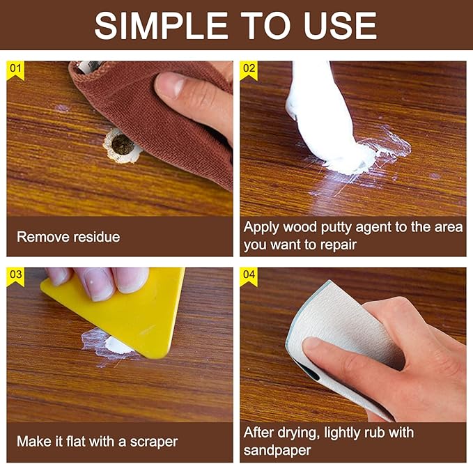 SEISSO Wood Putty, Water-Based Woods Filler, Woods Filler Paintable, Wooden - Image 4