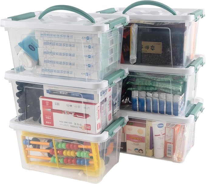 6 Quart Plastic Stackable Storage Latch Bins - Image 4