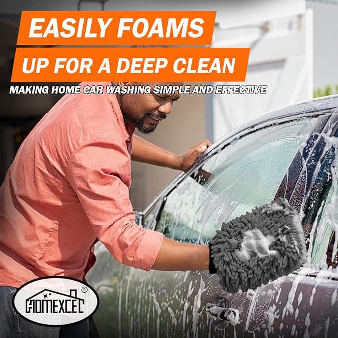HOMEXCEL Car Wash Mitt, 2PK Chenille Microfiber Wash Mitt, Scratch-Free & - Image 4