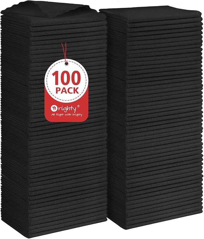 Orighty Black Microfiber Cleaning Cloth, 100 Pack Highly Absorbent Cleaning by AllRightinOrighty