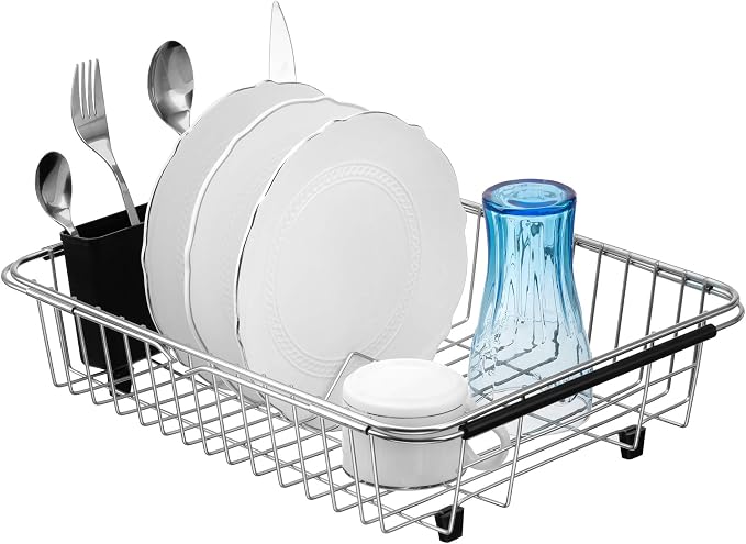 SANNO Expandable Dish Drying Rack Over The Sink Dish Drainer Dish Rack in Sink - Image 5