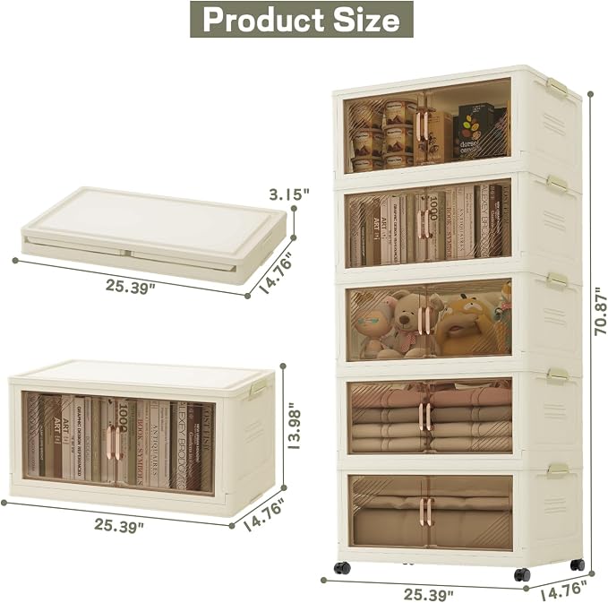 Storage Bins with 5 Lids, 92Qt Extra Large Collapsible Storage Bin with Golden - Image 6