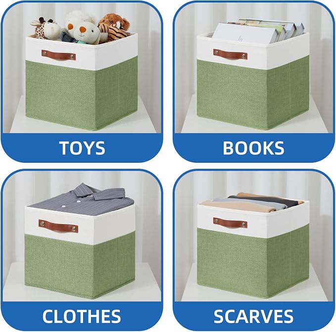 Temary 13 Inch Cube Storage Bin 4 Pack Fabric Storage Cubes Fabric Storage Bin - Image 4