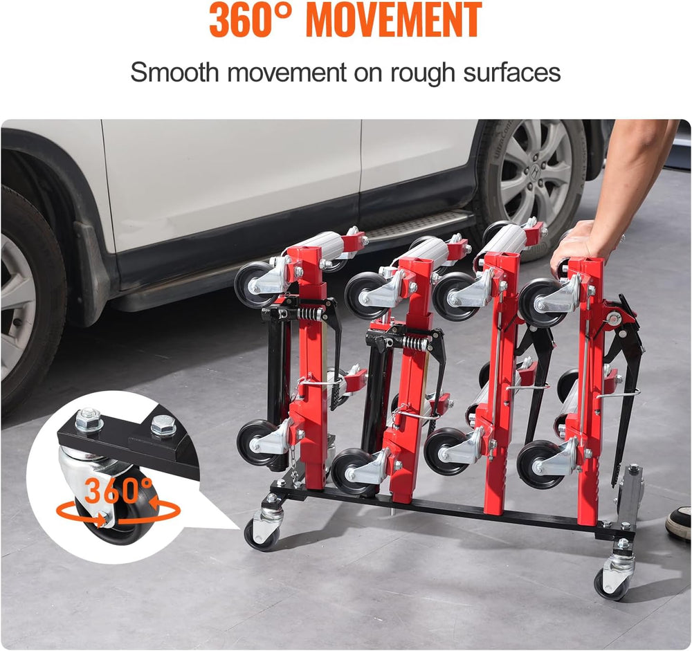 VEVOR Car Dolly Rack, Storage Rack with 360° Rotatable Wheels, Hydraulic Ratc...