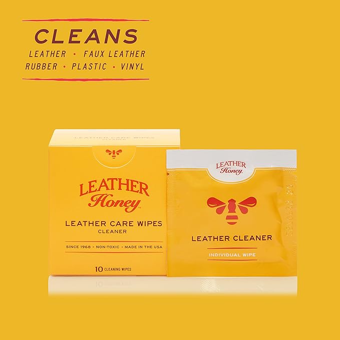 Leather Honey Cleaner Wipes: Clean Leather On-The-Go. 10 Cleaning Wipes - Image 2