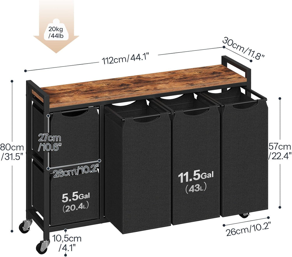 HOOBRO Laundry Sorter with 5 Sections, 45.5 Gal. (170 L) Laundry Hamper with ...