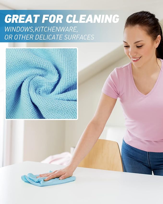 Microfiber Cleaning Cloth-24Pcs Ultra Soft Highly Absorbent Rags - Image 4