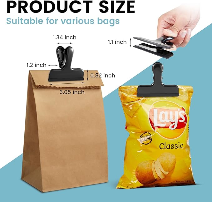 HOUSE AGAIN 12 Pack Stainless Steel Chip Bag Clips Covered - Image 2