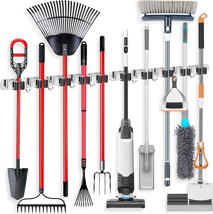 IMILLET 2 Pack Wall Mount Broom Holder Stainless Steel 5 Racks by IMILLET