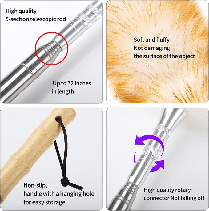 Feathers Duster, Long Telescoping Lambswool Dusters - Image 4