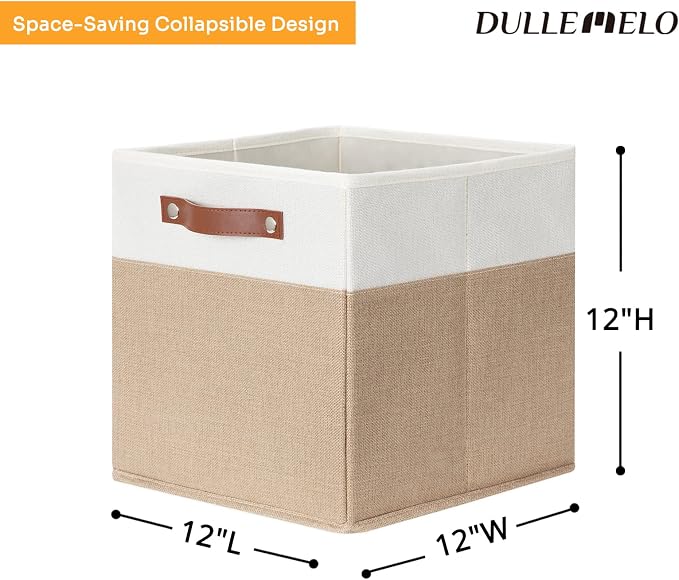 DULLEMELO Cube Storage Bins, Collapsible foldable Linen Canvas Closet Storage - Image 2