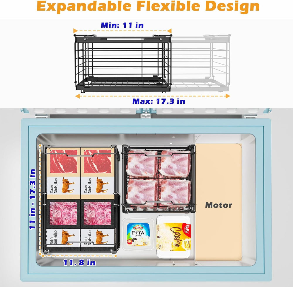 NADAMOO Expandable Chest Freezer Organizer, Stackable Wire Baskets