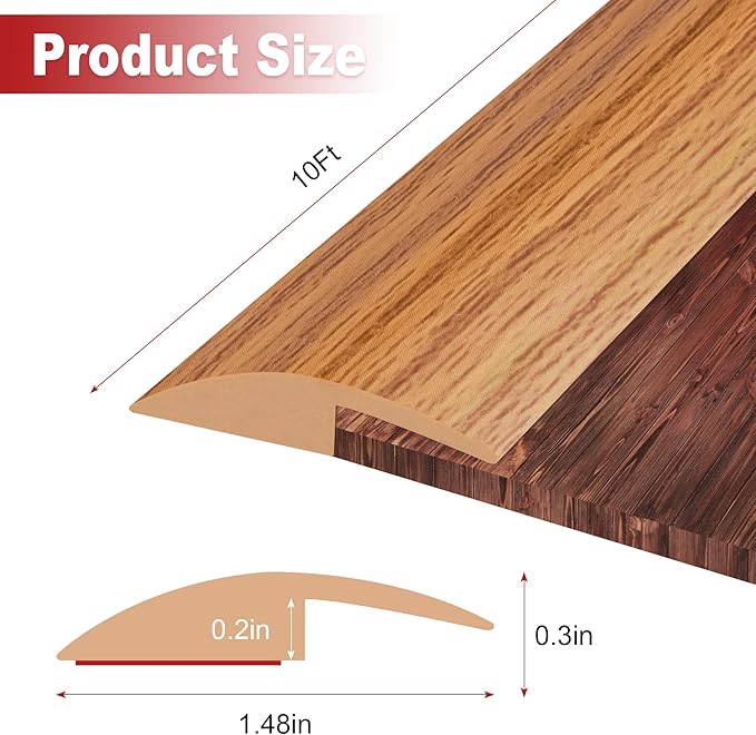 10Ft Carpet Floor Transition Strip, Self Adhesive Floor Edging Trim Strip - Image 2