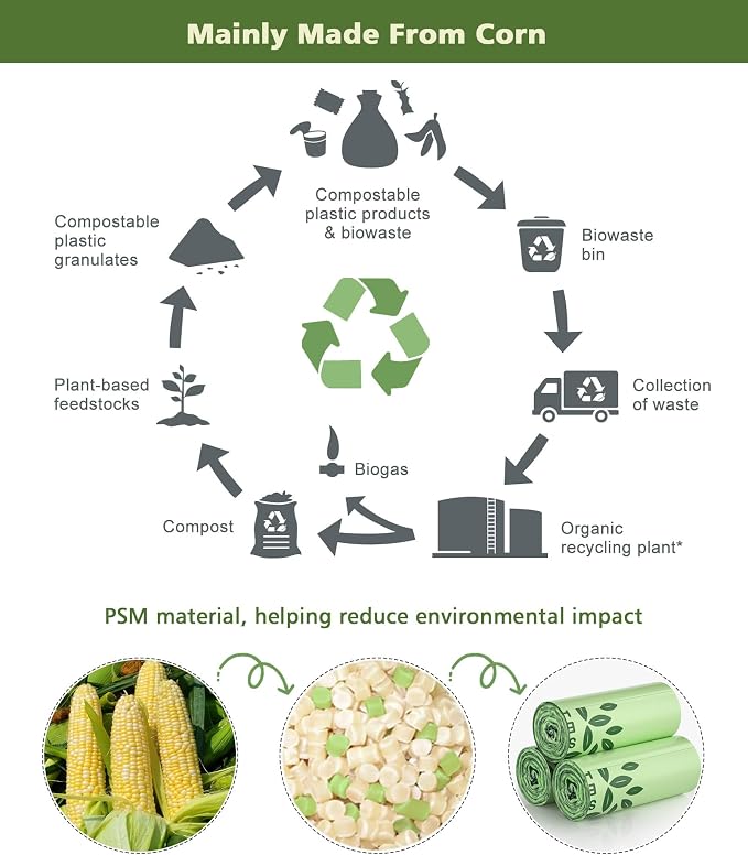 Large Compostable Trash Bags 13 gallon 60 Packs, AYOTEE Biodegradable Trash Bag - Image 2