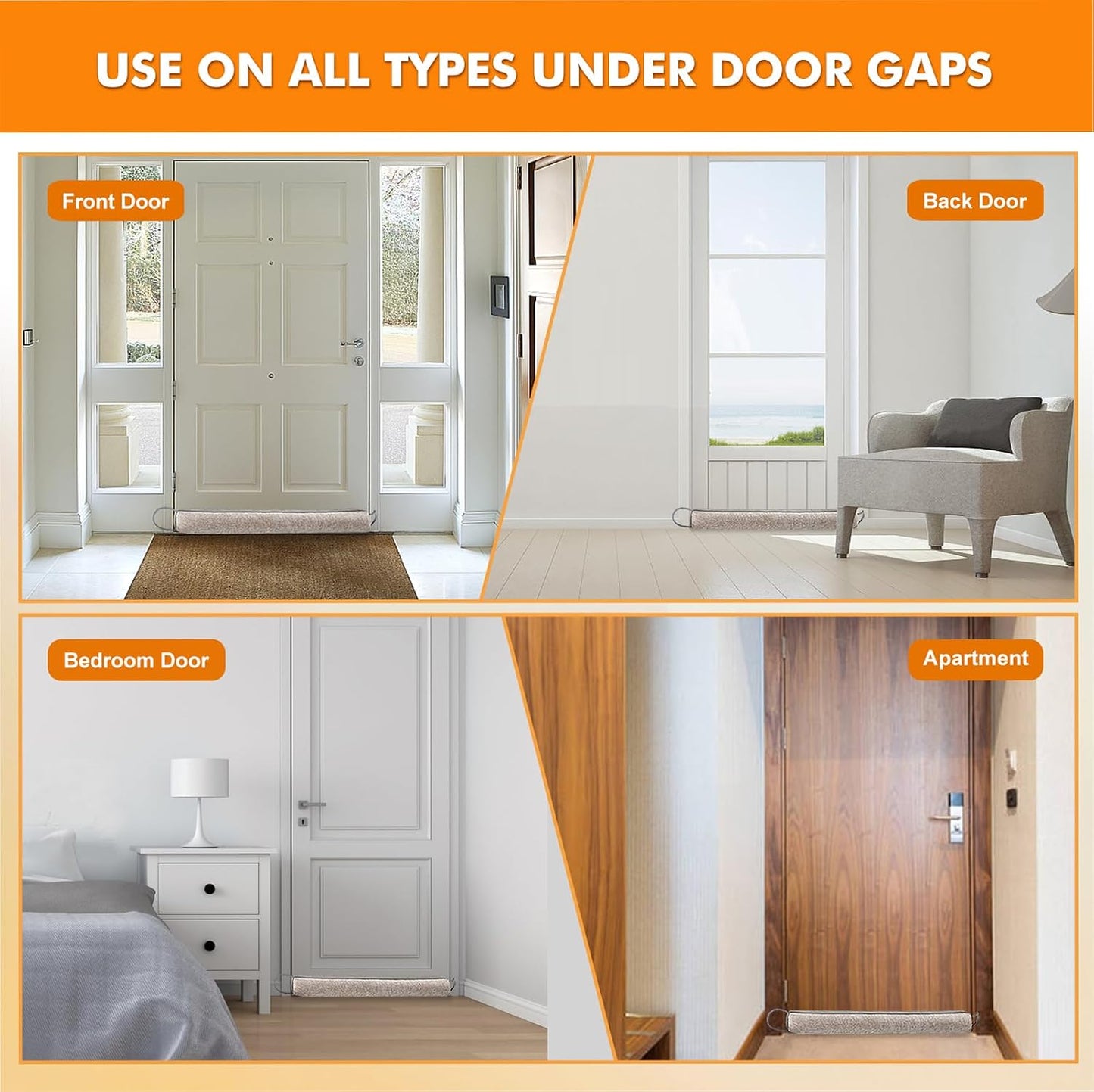 Weighted Door Draft Stopper, Beige, 38inch | Under Door Noise Blocker, Front Door Insulation, Weatherproof Strip, Energy Efficient
