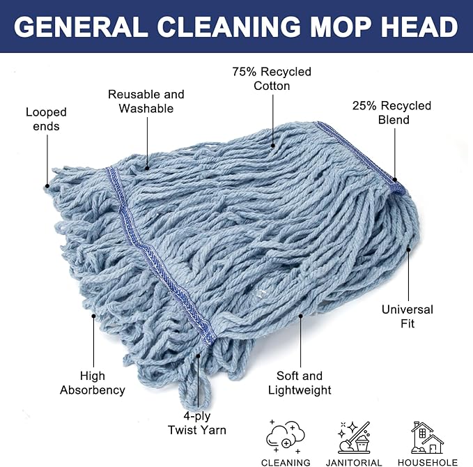 KeFanta 3 Pack Heavy Duty Commercial Mop Head Replacement, Looped End String - Image 5