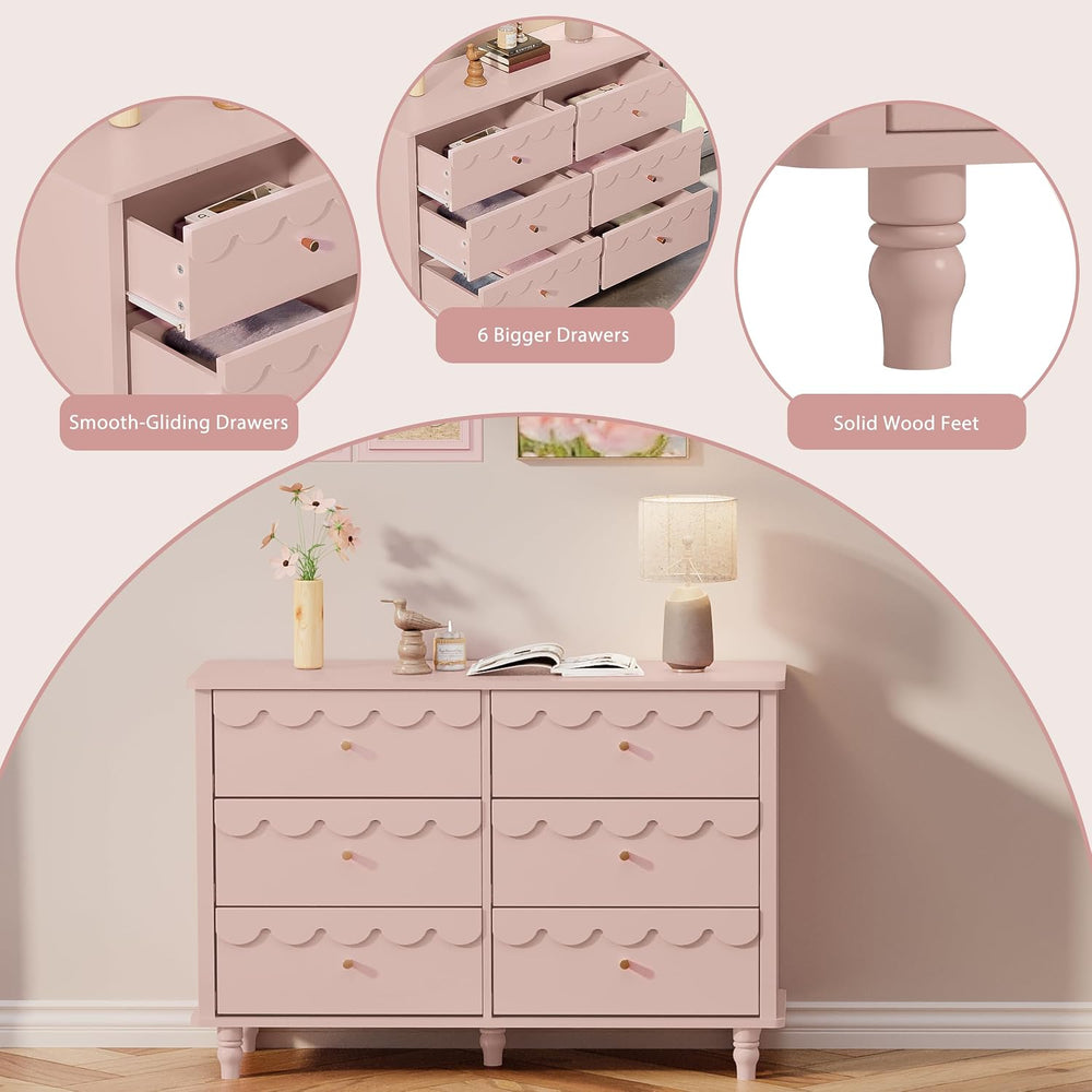 Anbuy Scalloped Dresser for Bedroom Girls Organizer Storage with Drawers, Pin...