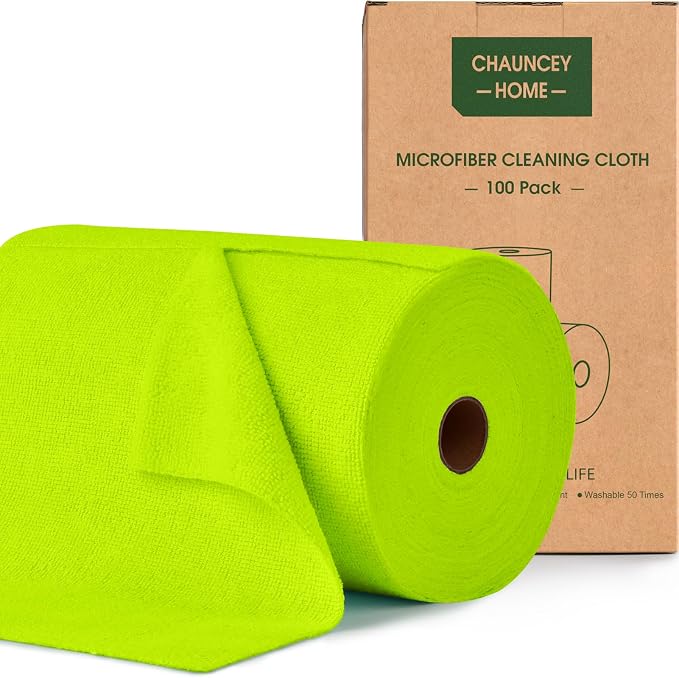 Roll of Microfiber Cleaning Cloth –100 Pack, Tear Away Microfiber Towels by CHAUNCEYHOME