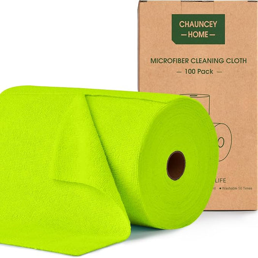 Roll of Microfiber Cleaning Cloth –100 Pack, Tear Away Microfiber Towels by CHAUNCEYHOME