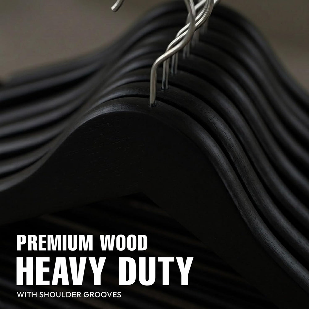 Utopia Home Wooden Hangers 90 Pack – Slim Suit Hangers Black