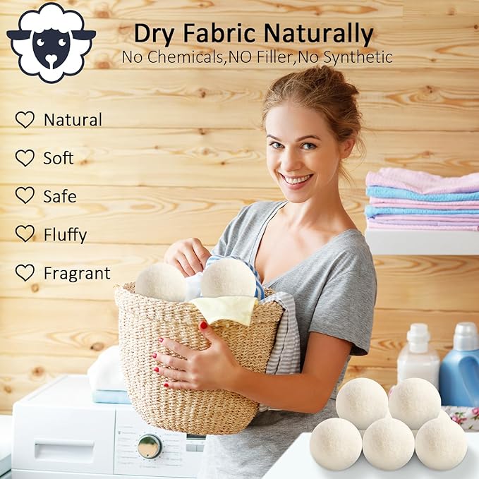 12 Pack Wool Dryer Balls XL Reusable Laundry Balls - Image 4