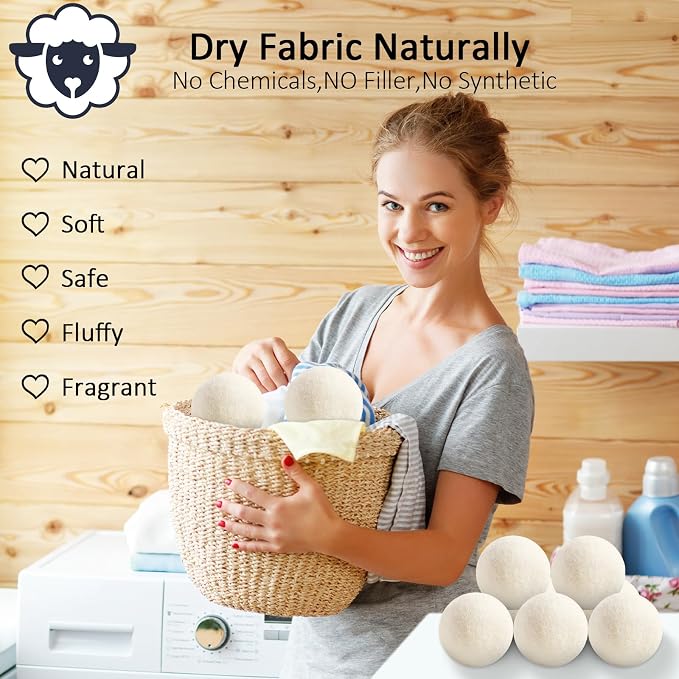24 Pack Wool Dryer Balls XL Reusable Laundry Balls - Image 4