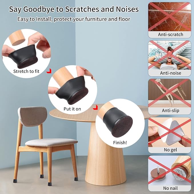 Ezprotekt 24 Pcs Extra Large Chair Leg Floor Protectors - Image 7