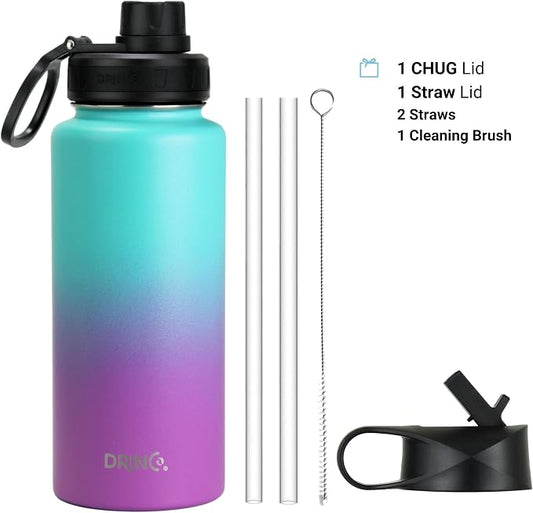 DRINCO Stainless Steel Water Bottle Spout Lid Vacuum Insulated Double Wall - Image 2