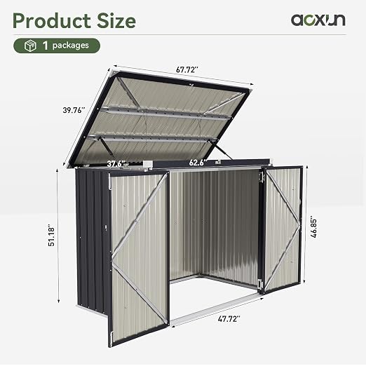 Aoxun 3.3' x 5.6' Metal Storage Shed - Image 5