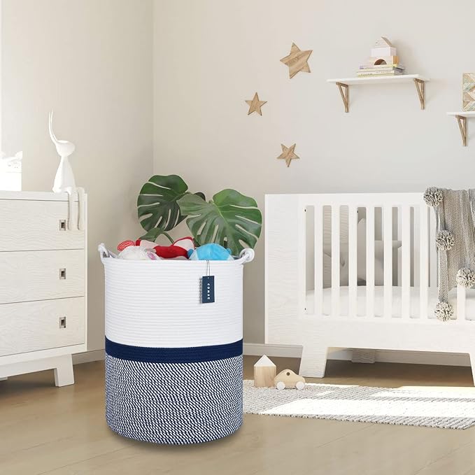 COMSE Extra Large Blanket Basket, Tall Woven Storage Basket, Nursery Hamper - Image 7