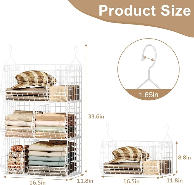 3 Tier Extra Large Closet Hanging Shelves - Image 3