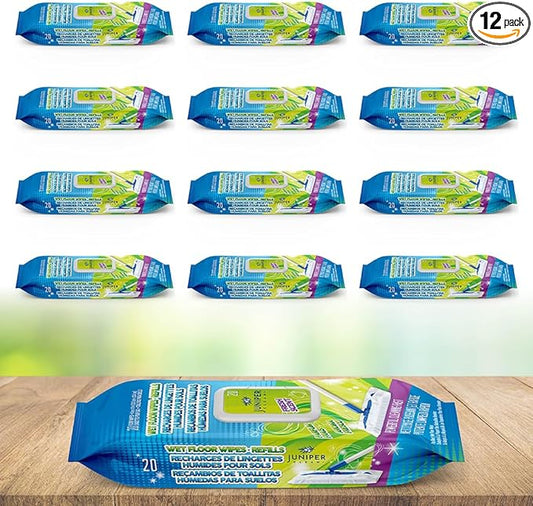 Wet Floor Wipes, Fresh Scent & Plant-Based Textured Cloth Trap Absorb Dirt by JuniperCLEAN