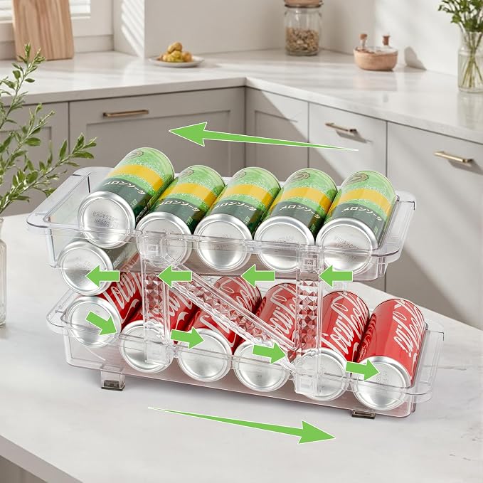 2 Pack Drink Organizer for Refrigerator, Soda Can Dispenser, Adjustable Width - Image 4