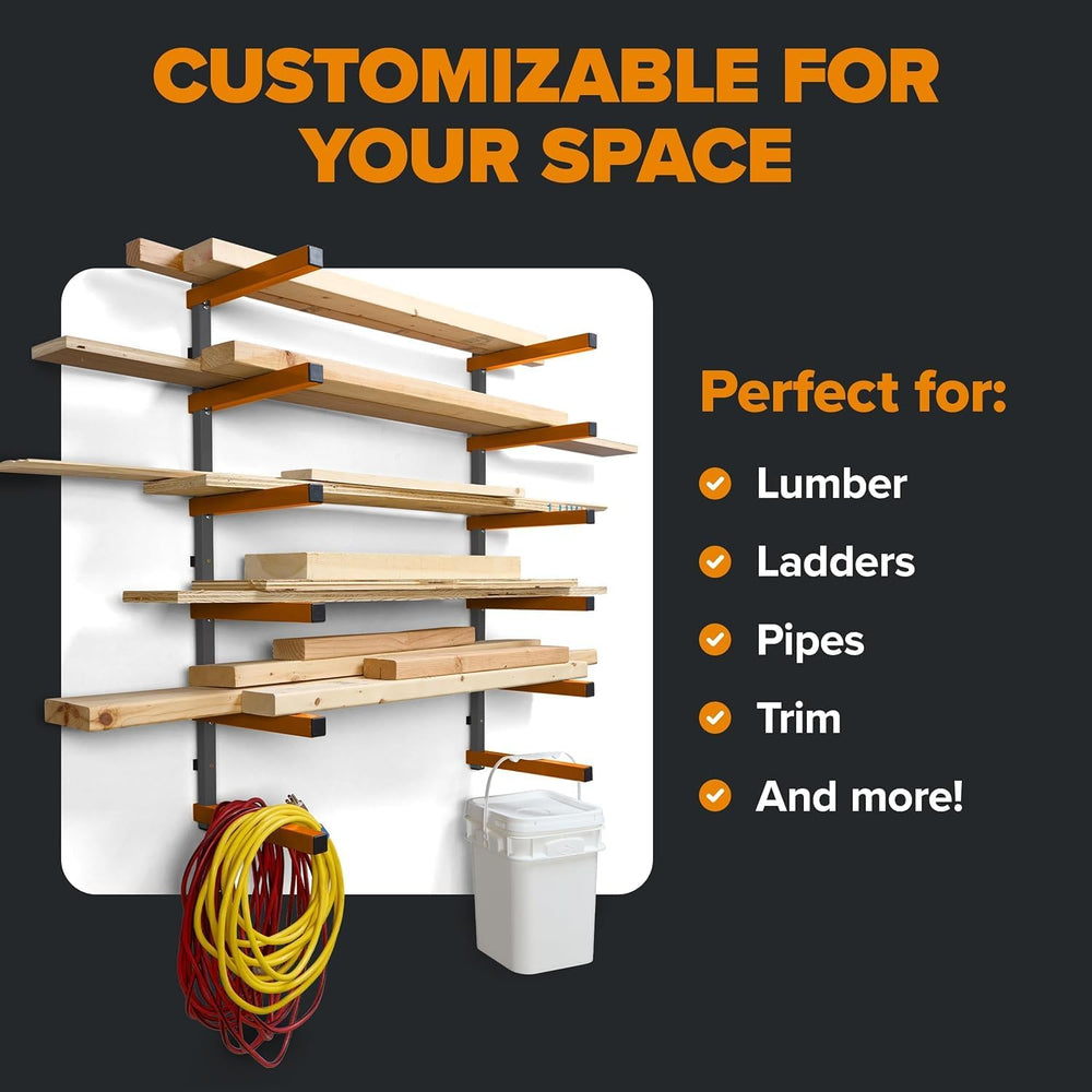 BORA Wood Rack, 6-Level Wall Mount Lumber Storage Rack for Wood Storage