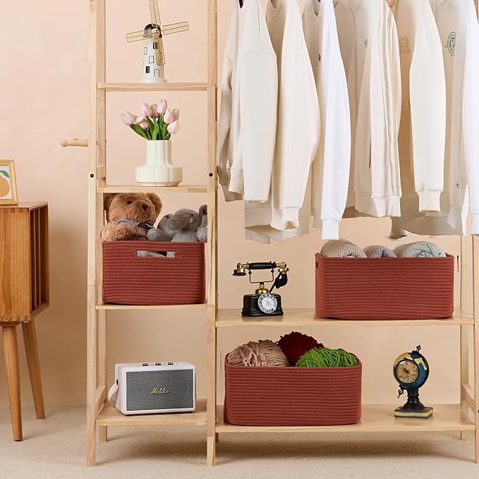 Large Storage Baskets for Organizing, Closet Shelf Baskets for Clothes Blanket - Image 3
