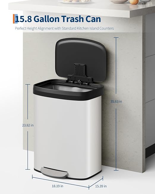 Garvee 16 Gallon / 60 Liter Metal Trash Can - Image 6