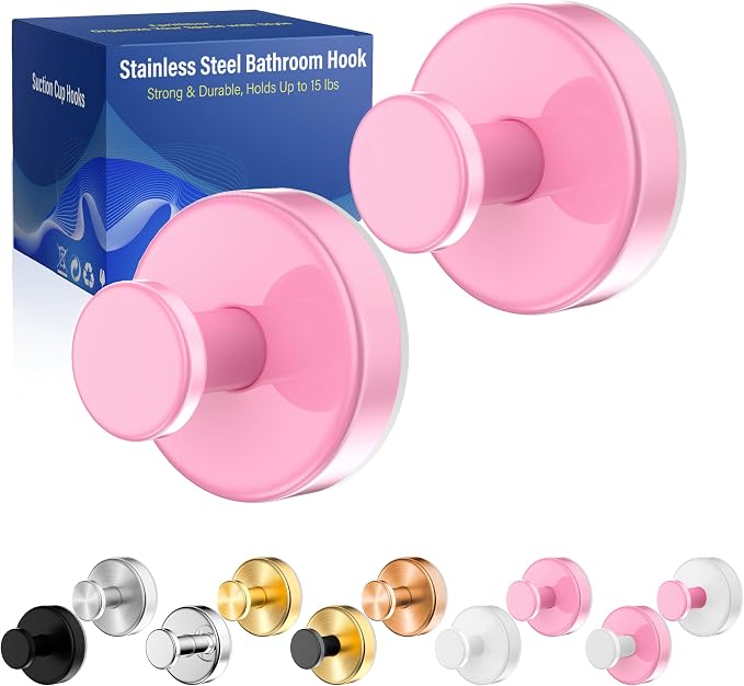 Suction Cup Hooks for Shower, Removable No Drill Towel Hooks, Upgraded 15 lbs by Unknown